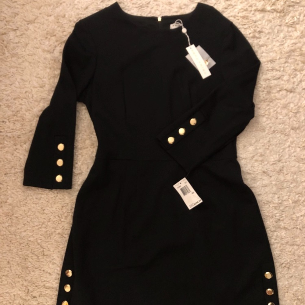 NWT Trina Turk Black Dress with Gold Hardware